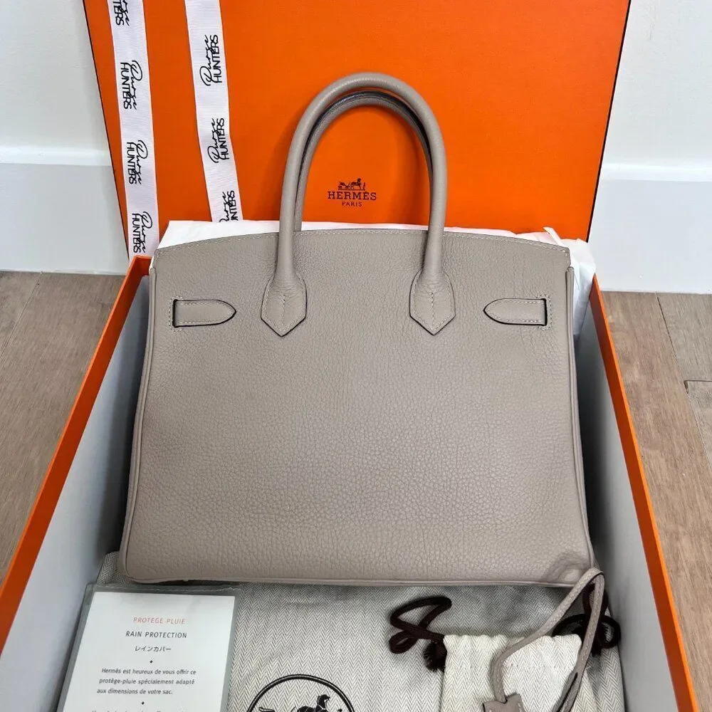 100% Authentic Hermes Birkin 30 Trench Togo PHW Stamp T - Picture 2 of 16